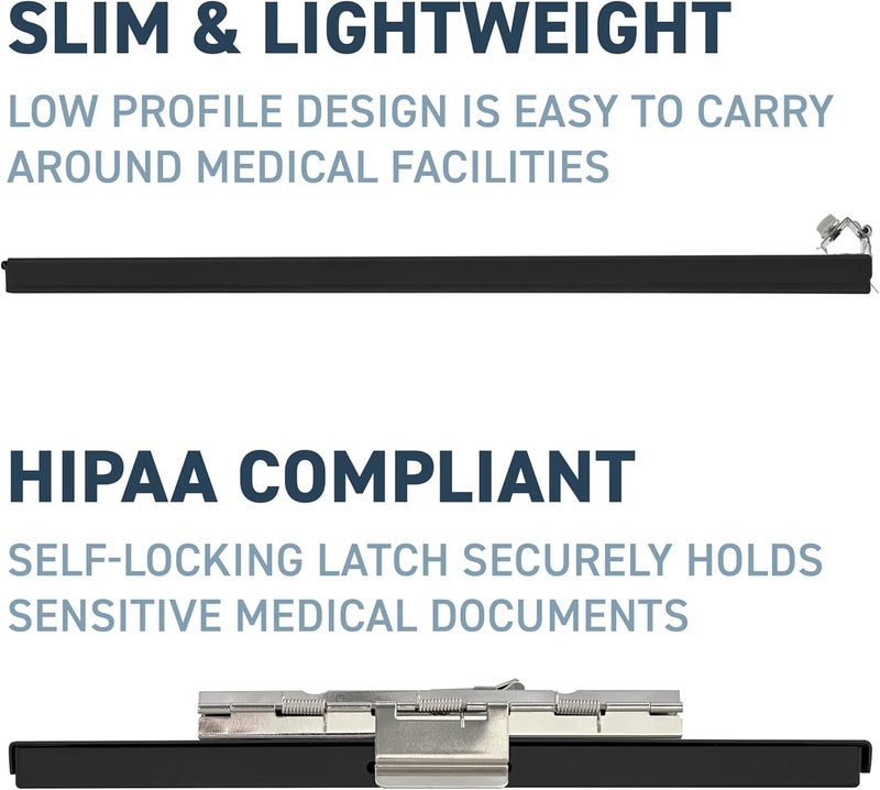 Saunders Slim Metal Clipboard with Storage, Black Single Layer Nursing Clipboard Folio, Letter Size Paper Organizer, Steel Clip with Locking Latch, Form Holder for Office, School & Work - Made in USA - Image 2